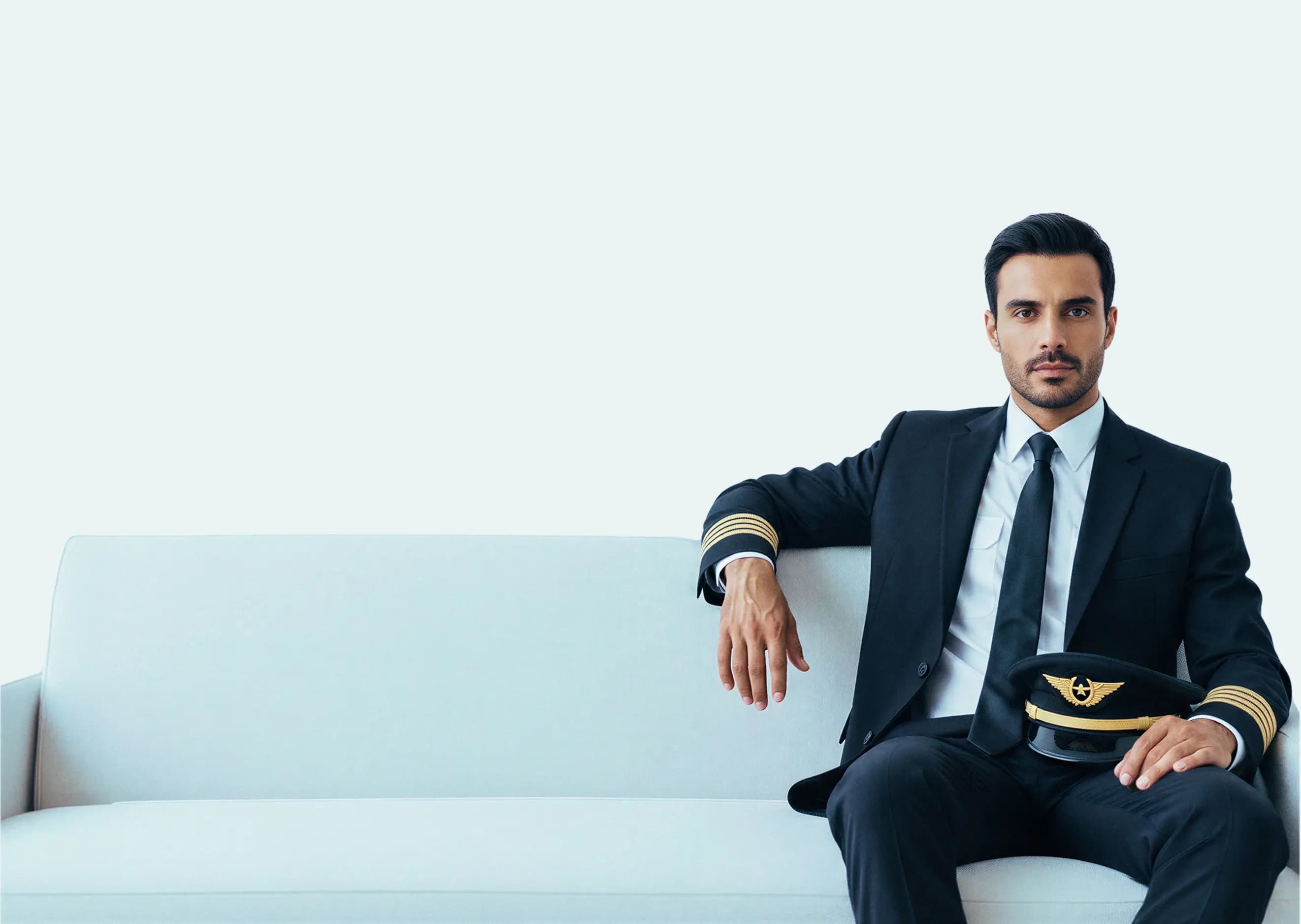 Professional pilot in uniform